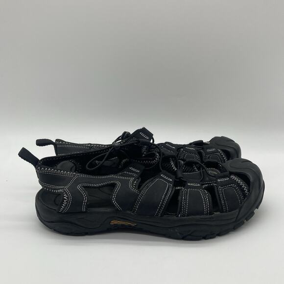 Mens Size 11 Sketchers Tresman Outseen Slip-On Canvas Fisherman Black Sandals - Picture 1 of 8